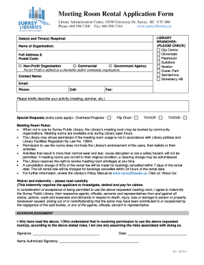 Meeting Room Rental Application Form