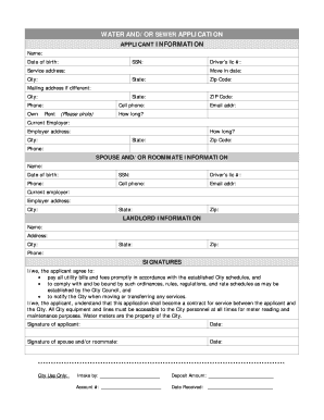 Water and Sewer Service Application