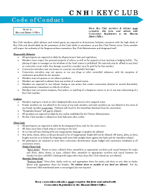 Key Club Code of Conduct Agreement