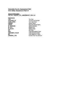 Columbia County Utility Assessment Roll