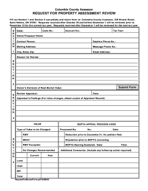 Columbia County Property Assessment Review Request