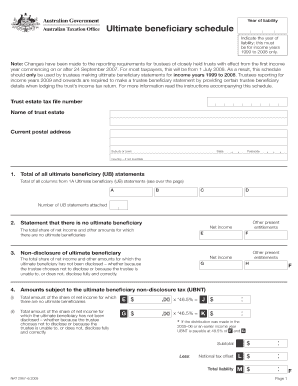 Ultimate Beneficiary Schedule