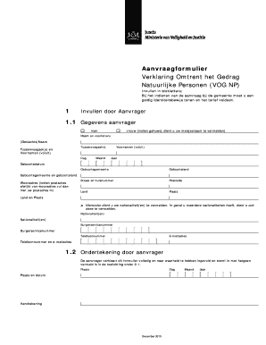 Aanvraagformulier Verklaring Omtrent het Gedrag