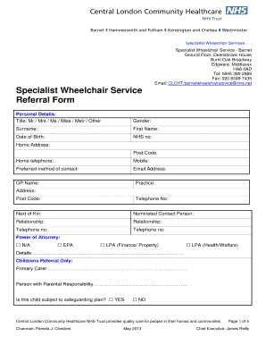 Specialist Wheelchair Service Referral Form