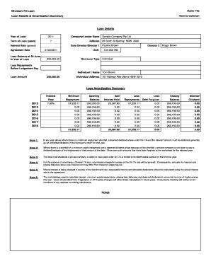 Division 7A Loan Amortisation Summary