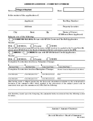 Assessor’s Addendum – Correction of Errors