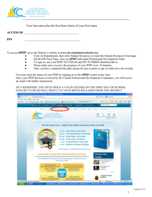 Cleveland Metro Schools IPDP Form