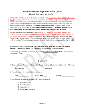 Kansas APRN Health Resource Survey 2012