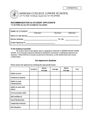 Student Recommendation Form