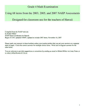 Grade 4 Math Examination