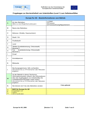 Fragebogen zur Barrierefreiheit von Unterkünften