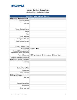 Calendar Vendor Form