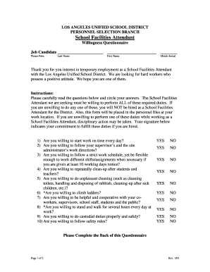 Willingness Questionnaire - mo laschools