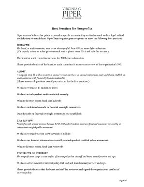 Piper Trust Nonprofit Best Practices Form