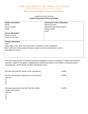 Student Community Partner Agreement