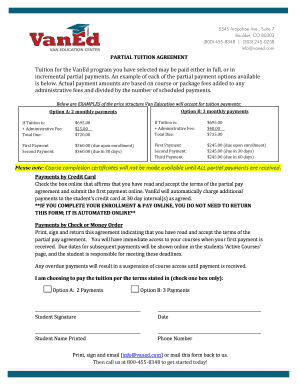 VanEd Partial Tuition Agreement