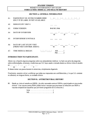 Formulario de Historia de Medicamentos del Estudio del VIH