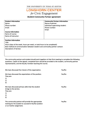 Student Community Partner Agreement