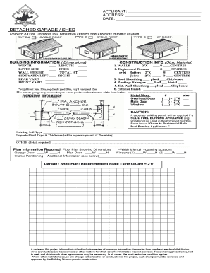 Detached Garage Shed Building Permit Application