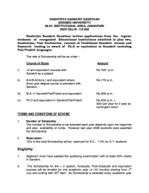 Sanskrit Scholarship Application Form