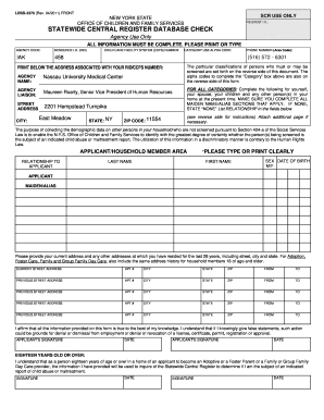 Statewide Central Register Database Check Form