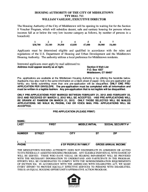 Section 8 Voucher Program Pre-Application