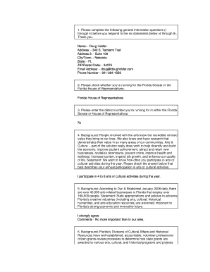 Florida House of Representatives Candidate Survey