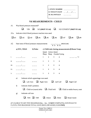 Child Blood Pressure Measurement Form