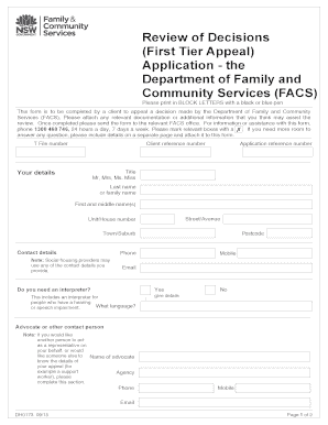 First Tier Appeal Application Form