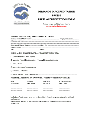 Demande d’accréditation presse