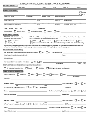 Jefferson County Student Registration Form
