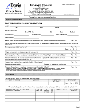 City of Davis Employment Application