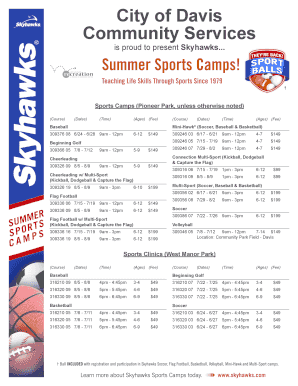 City of Davis Sports Camp Registration Form