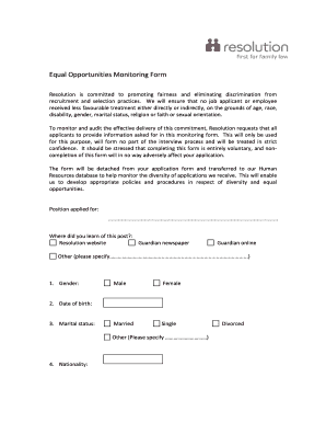 Equal Opportunities Monitoring Form