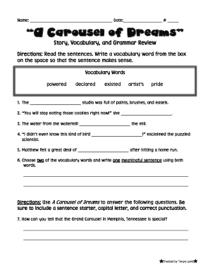 A Carousel of Dreams Worksheet