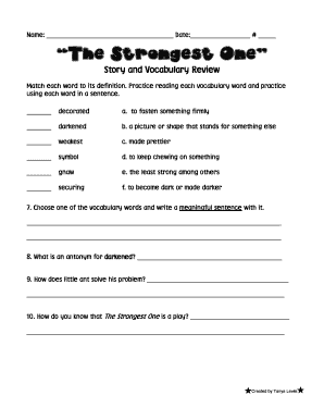 The Strongest One Story and Vocabulary Review