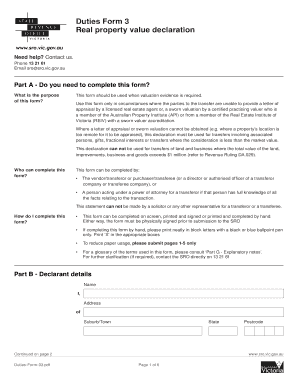 Victoria Real Property Value Declaration Form
