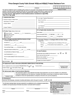 Prince George's County 403(b) Product Disclosure Form