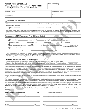 Salary Deduction Agreement for ROTH 403(b)