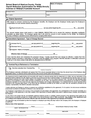 Payroll Reduction Authorization for 403(b) Annuity