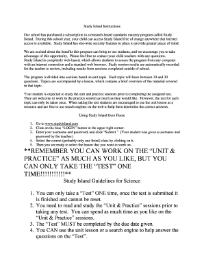 Study Island Guidelines and Instructions