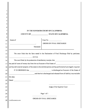 California Order of Final Discharge