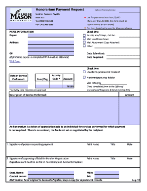 Honorarium Payment Request Form
