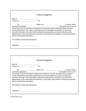 Notary Acknowledgment Form