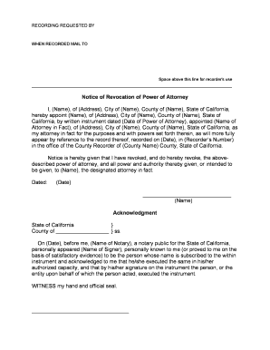Notice of Revocation of Power of Attorney