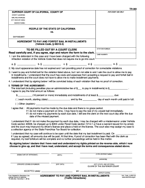 Agreement to Pay and Forfeit Bail in Installments