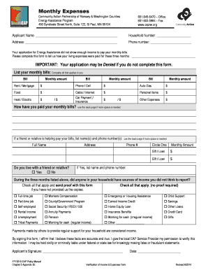 Energy Assistance Expense Verification Form