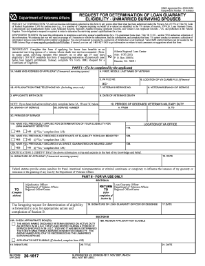 Request for Determination of Loan Guaranty Eligibility - Unmarried Surviving Spouses