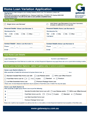 Home Loan Variation Application