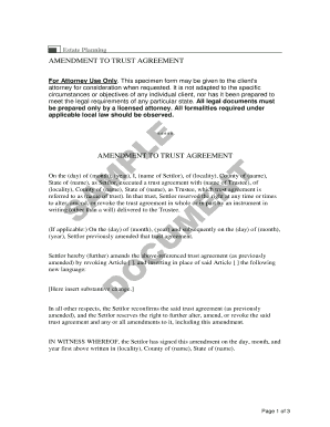 Amendment to Trust Agreement